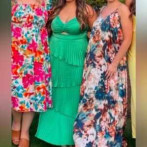 Abercrombie & Fitch Emerald Green Tiered Maxi Dress